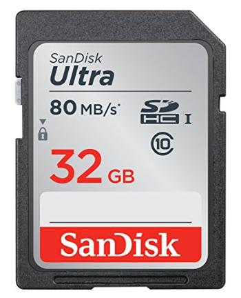 SanDisk 32GB Ultra Class 10 SDHC UHS-I Memory Card Up to 80MB Grey/Bla